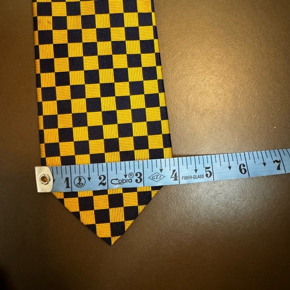 BROOKS BROTHERS 100% Silk Makers Navy Blue & Gold Men's Check Tie Quiet Luxury - Picture 12 of 12